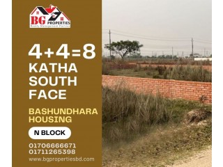 Block N, 4+4=8 Katha, South Face, Bashundhara R/A