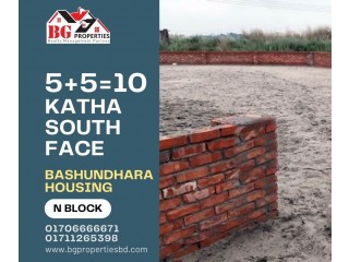 Block N,  5+5=10 Katha, South Face, Bashundhara R/A